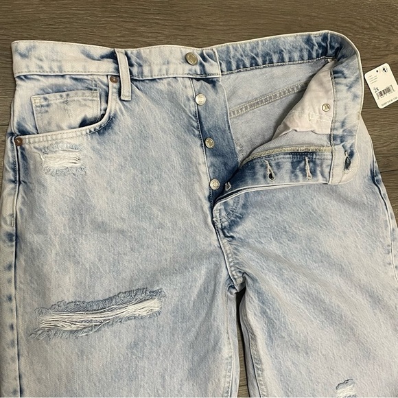 Free People Tapered Baggy Boyfriend Jeans Purple Rock Blue Sz 28 NWT Distressed - Picture 10 of 12